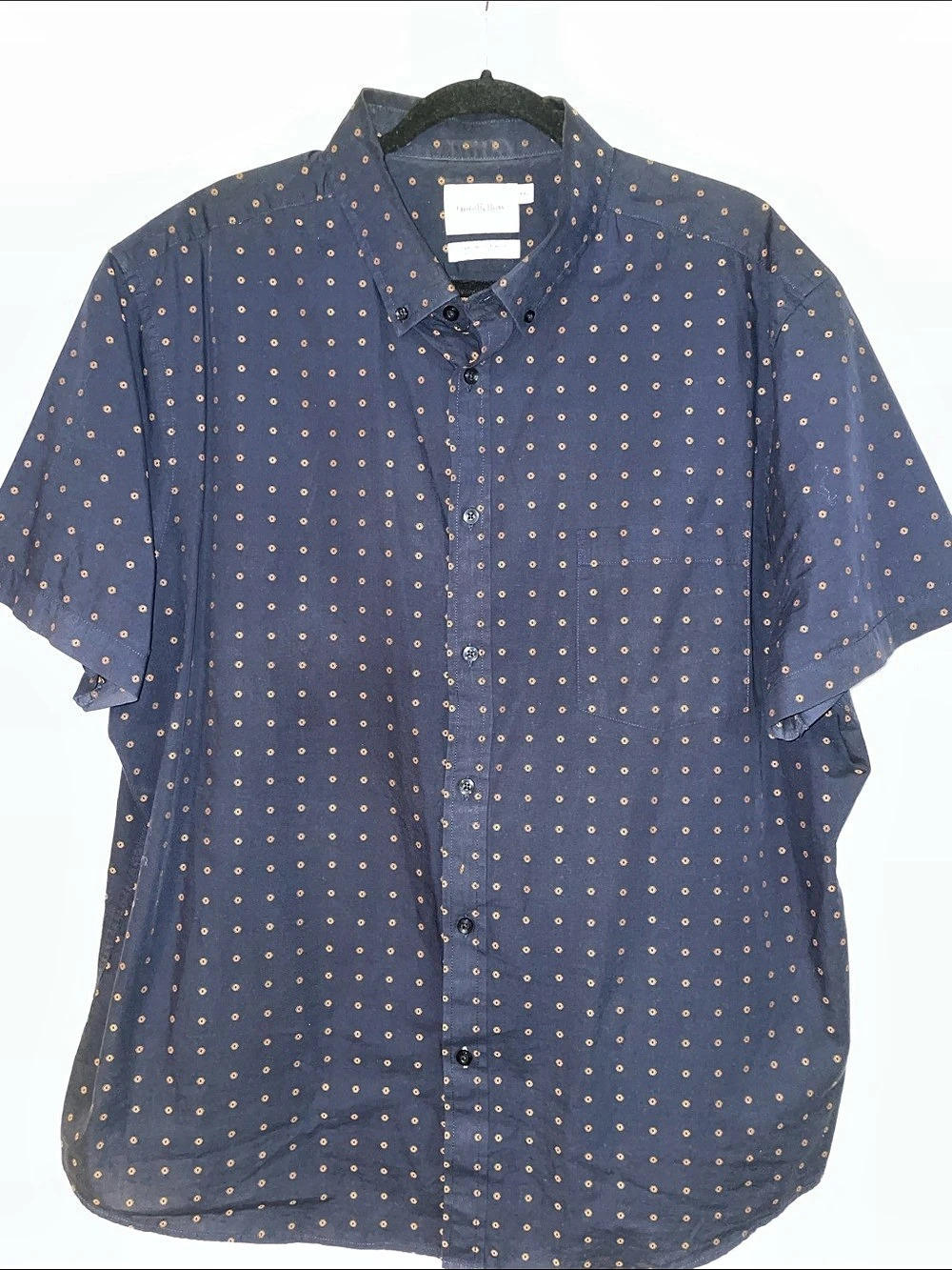 Goodfellow & Co Men's Geometric Button-Up Shirt in Blue & Orange XXL